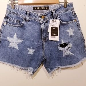 Presidium Jeans Shorts Distressed Stars Sz 40